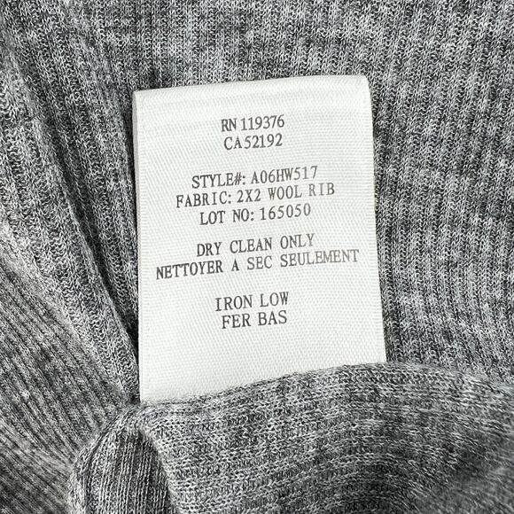 HELMUT LANG Ribbed T Shirt Womens Small Gray Wool Scoop Neck Tunic Shirttail Hem - Picture 9 of 13